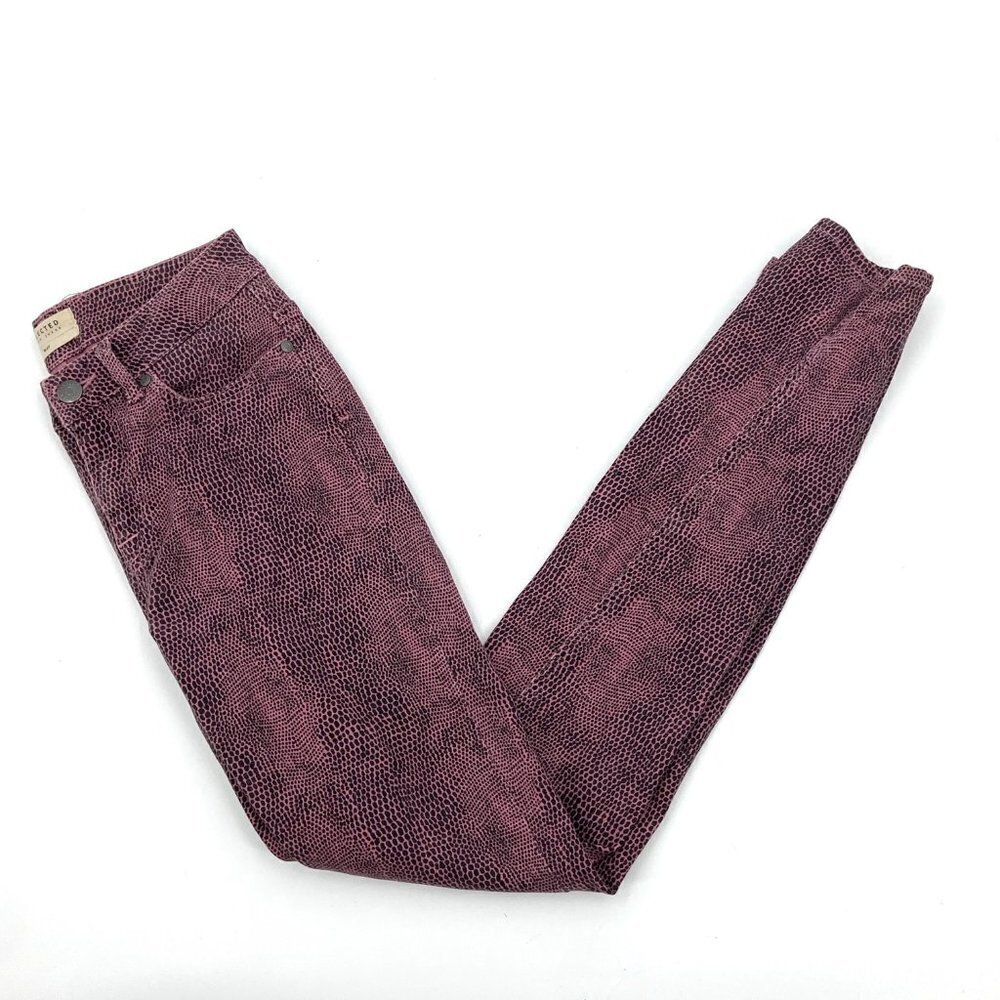 SELECTED FEMME *FLAWED* Annie Pink Black Reptile Print Mid Rise Skinny Jeans 27